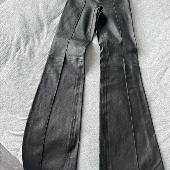 Helmut Lang Lambskin Size Zip Leather Boot Cut Pants - Size 2 - Picture 1 of 6